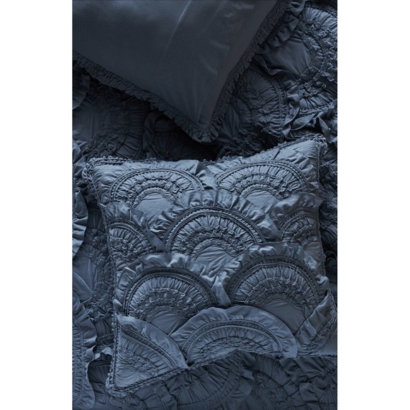 Anthropologie‎ Rivulets Pillow Sham Cover Blue EURO Size Bedding
